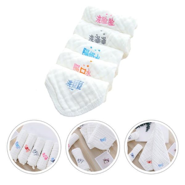 

5pcs 6 layers face washcloth towel bibs soft towel pure cotton drool for children baby kids infant, Slivery;white