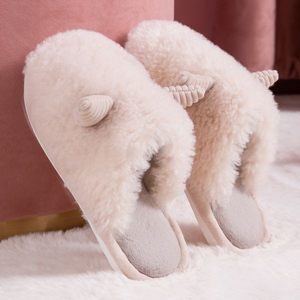 

2021 cotton slippers for couples to stay at home cute fluffy winter indoor warm with thick soles, Black