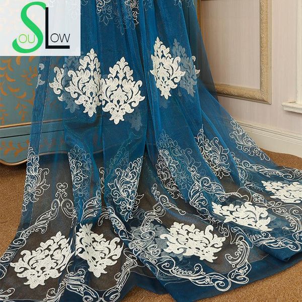 

[slow soul] new milk silk embroidery living room bedroom window curtain floral embroidered modern curtains for luxury cortinas