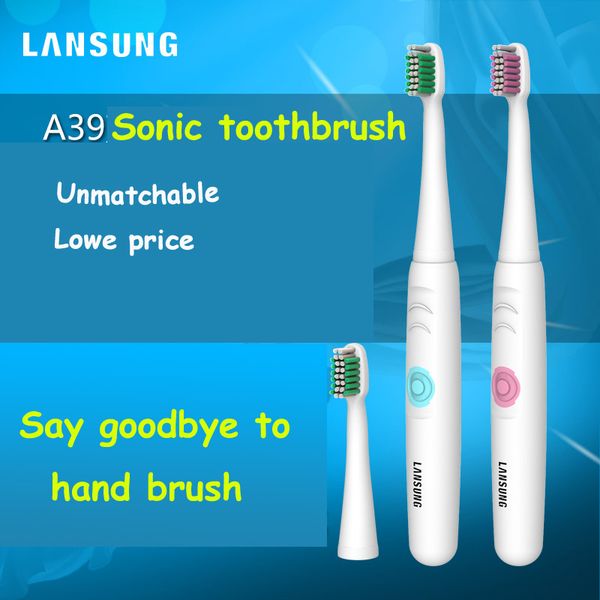 

lansung 2018 battery operated electric toothbrush oral hygiene health products no rechargeable tooth brush blue or pink color
