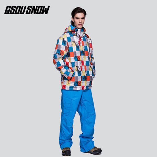

2020 gsou snow men ski clothing trouser skiing suit snowboard jacket pant winter coat windproof waterproof outdoor sport wear