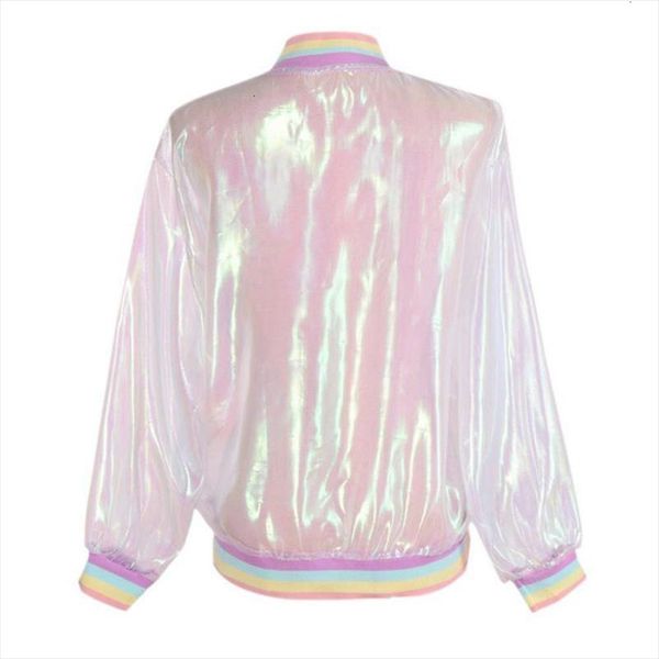 

women jacket sunscreen laser rainbow symphony hologram light girl coat iridescent transparent bomber jacket sunproof drop shipping, Black;brown