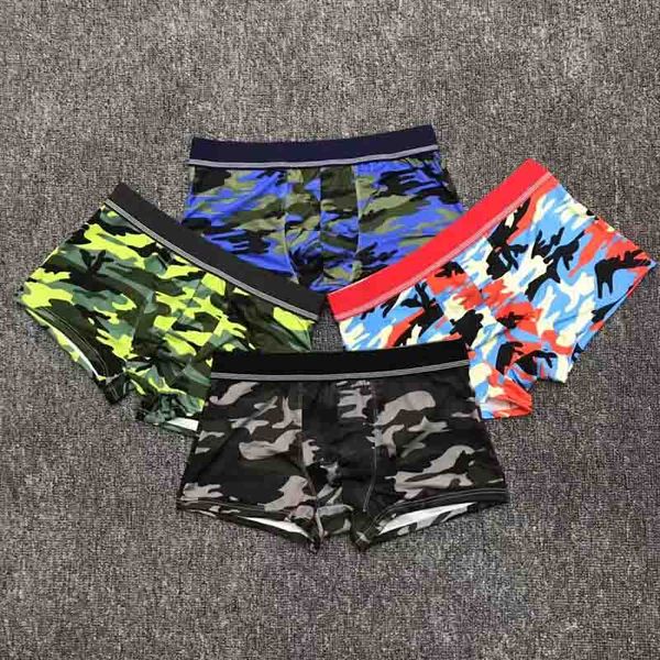 

2020 new fashion men's underwear boxer male breathable boxers mens camouflage underpants smooth fit not tight comfortable no curling, Black;white