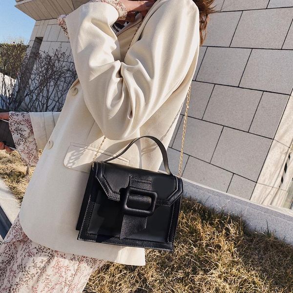 

fashion pu leather crossbody shoulder bag chain elegant crossbody shoulder bag women hit color small chain handbags