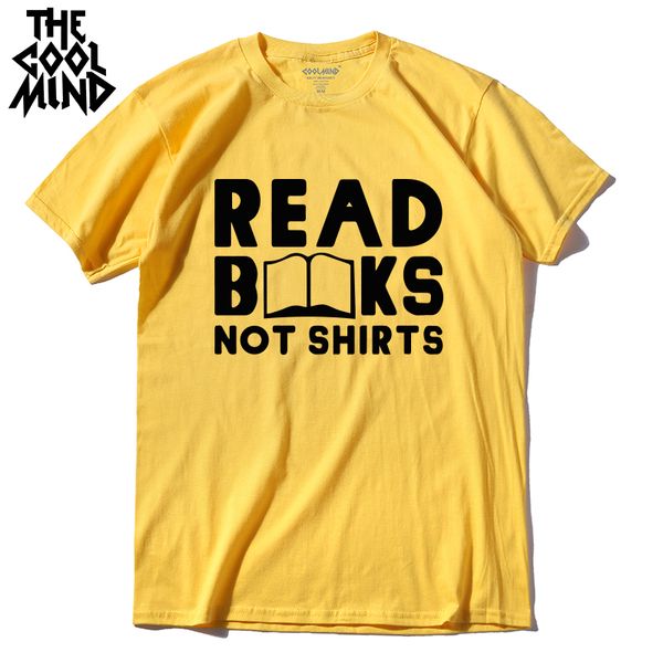 

coolmind qi0126a read books round short sleeve brand casual man t-shirt funny printed cool fashion cotton men t shirt tees