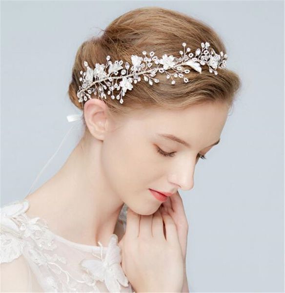 

wedding bridal crown tiara crystal flower headband rhinestone hair accessories jewelry headpiece silver beads headdress prom hair jewelry, Slivery;golden