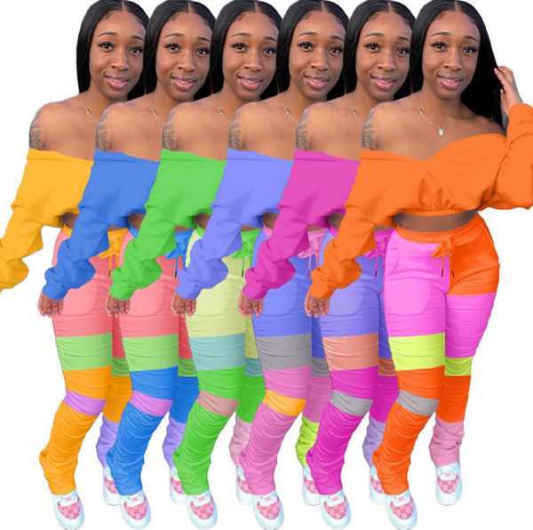 

women tracksuit two pieces set one word collar bat sleeve pleated trousers contrast color ladies new fashion outfits sportwear z669, Gray