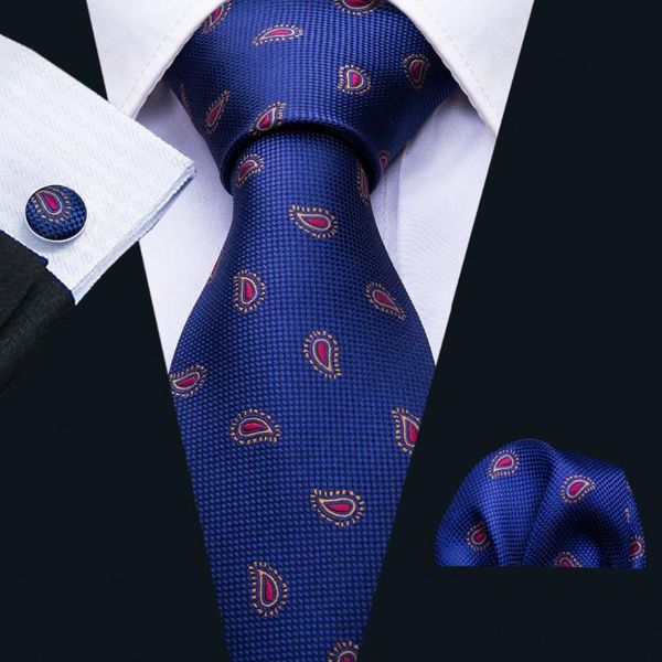 

barry.wang summer men tie romantic blue and red paisley silk neckties tie for men formal wedding party fa-5043, Blue;purple