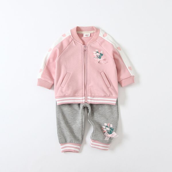 

baby clothes children casual sprot suits clothing set outwear+pants 2pcs tracksuit children clothes suit pink red 0-3y, White