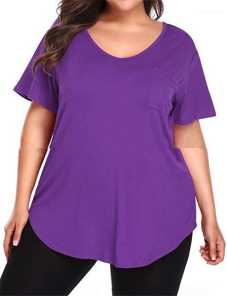 

womens v neck summer ladies plus size casual tee womens designer solid color tshirts fashion short sleeve panelled, White