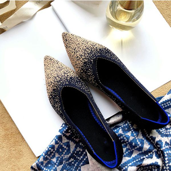 

women pointed toe knitting flat shoes ladies slip on light comfort flats shoe female fashion casual woman footwear autumn 2020, Black