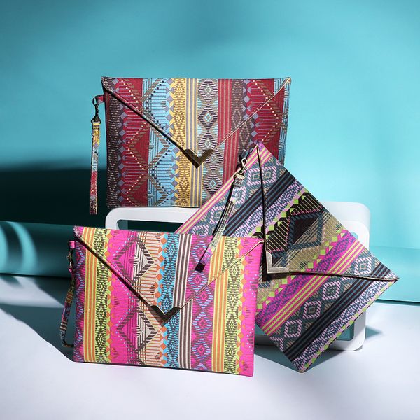 

new- clutch bags women geometric envelope bag ladies casual day bags wristlets striped small handbag bolsa feminina