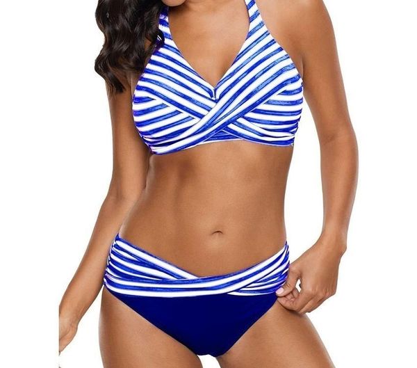 

s-5xl striped bikini set plus size swimsuit push up swimwear twist swimming suit for women ladies beach two pieces swim suits q190518, White;black
