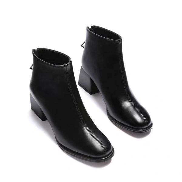

2020 spring and autumn new small size high heel boots women's thick heel square large size women's shoes, Black