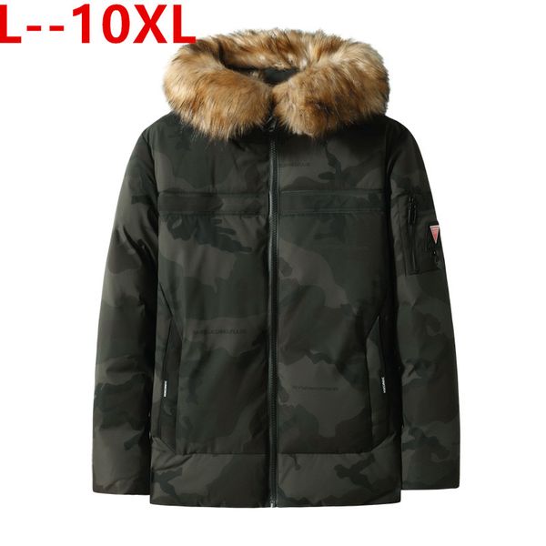 

10xl 8xl 6xl мужчины зима новый год сбора винограда вскользь меховой воротник с капюшоном ветровки куртки мужчины стиль открытый толстый теп, Black