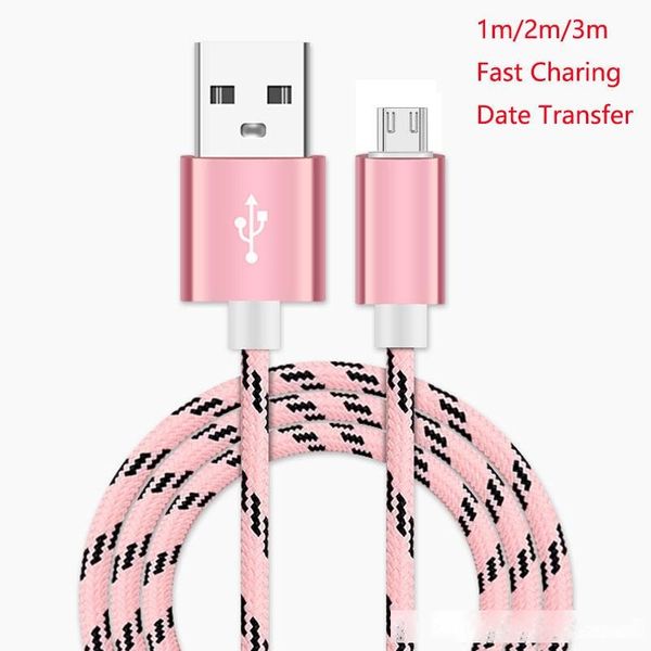 

2a nylon braided charging cable cord date sync for samsung huawei xiaomi android type-c universal date transfer fast charging