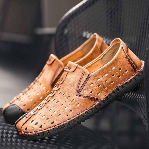 

summer men shoes casual slip on mens loafers moccasins genuine leather moccasins homme male driver shoes szie, Black