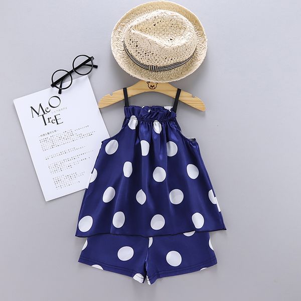 

excelent lovely home toddler baby girls clothes sets sleeveless cartoon polka print sling loose pajamas outwear fashion set, White