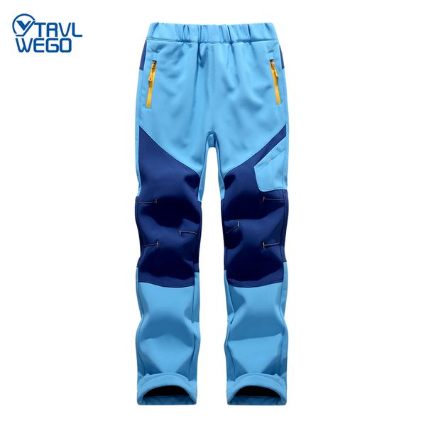 

outdoor pants trvlwego winter warm soft shell hiking children waterproof sport skiing camping fleece trousers ad270, Black;green