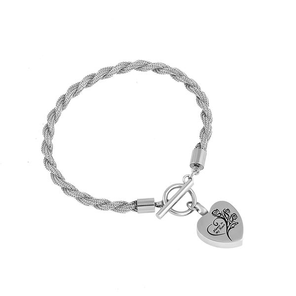 

chains ijb5073 cremation twisted cable charm bangle bracelet stainless steel for men and women, Silver