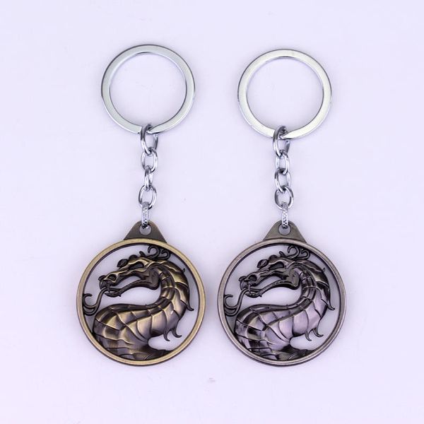 

arcade game mortal kombat keychain for keys men car women bag accessories totem keyring pendant fans' souvenir gift, Silver