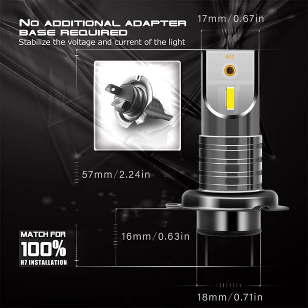 

2pcs txvs08 m7 h7 car headlight bulbs energy saving waterproof led 26000lm 110w 6000k white dc9v-32v
