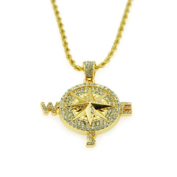 

hiphop nightclub men's choker compass shaped pendant necklace fashion accesories, Silver