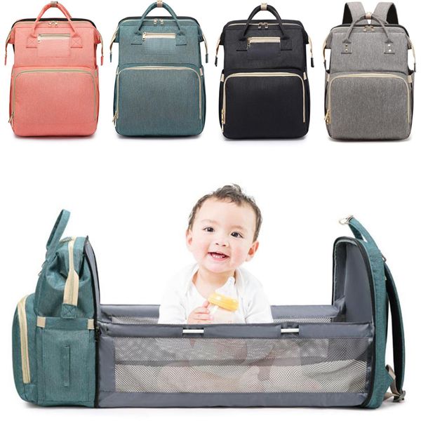 Mamãe fraldas mochilas bebê berço cama mamãe sacos grande capacidade mochila mochila ao ar livre viagem fraldas bolsas bebê cuidado 8 designs dw5950