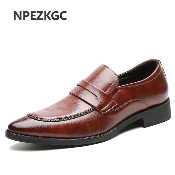 

classic business men's dress shoes fashion elegant formal wedding shoes men slip on office oxford for men 2020, Black