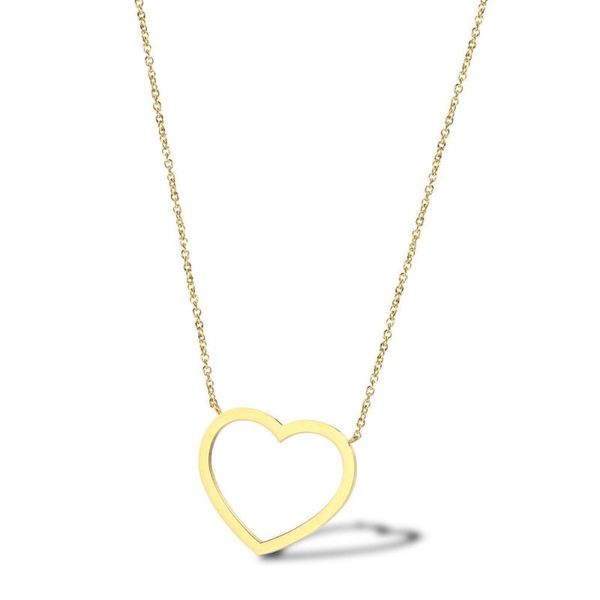 

new ins minimalist gold hollow love ladies clavicle chain necklace stainless steel heart necklace sweater chain woman accesories, Silver