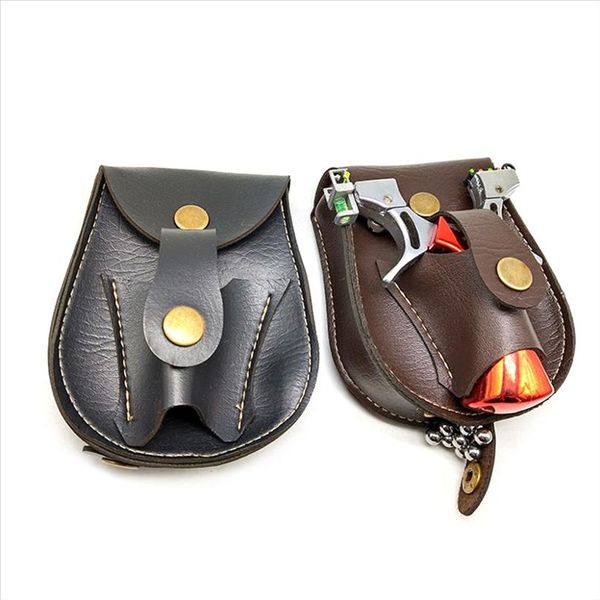

handmade leather 2 in 1 hunting slingscatapult steel balls bearings bag pouch case holder belt pouch bag fanny pack for men