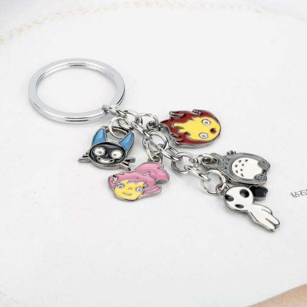 

ghibli keychain anime periphery new totoro keychain cartoon doll pendant car pendant lady bag charm, Silver