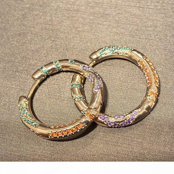 

queen lotus new 18k gold plated circle vintage earrings women fashion drop earrings jewelry fashion jewelry colorful stone for party, Silver