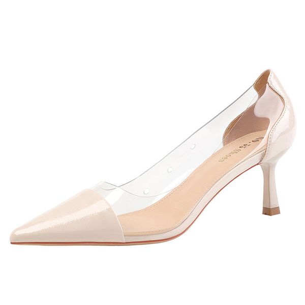 

прозрачные высокие каблуки насос женщины дышащих сандалии стекла клей мелкого рот женские высокие каблуки указали женские дизайнерские туфли, Black