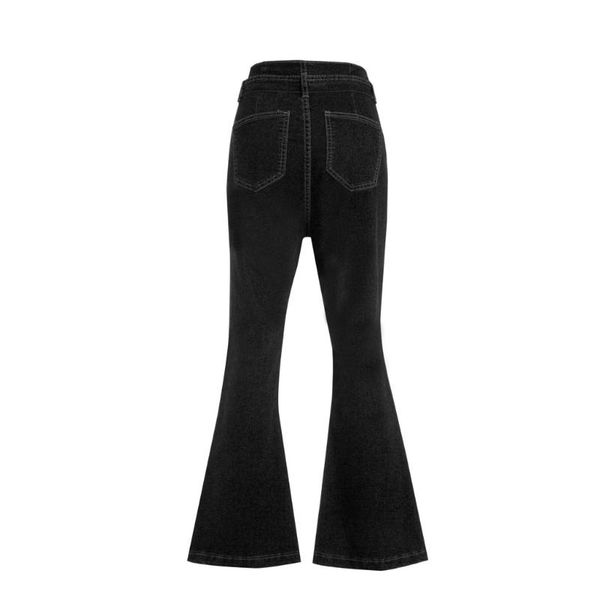 

ladies denim pants women summer casual pants fashion new lacing jeans high waist stretch slim flare k1011, Blue