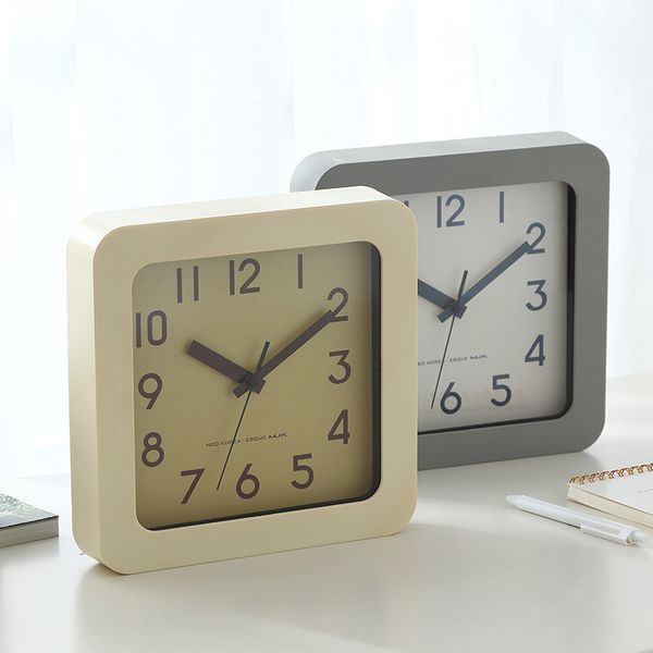 

9 inch nordic square wall clock with stainless steel rear bracket simple modern design desk clock hanging wall watch home decor