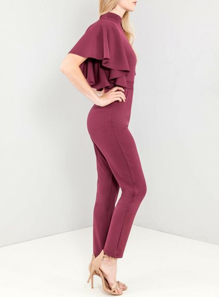 

Womens new ruffled shawl jumpsuit