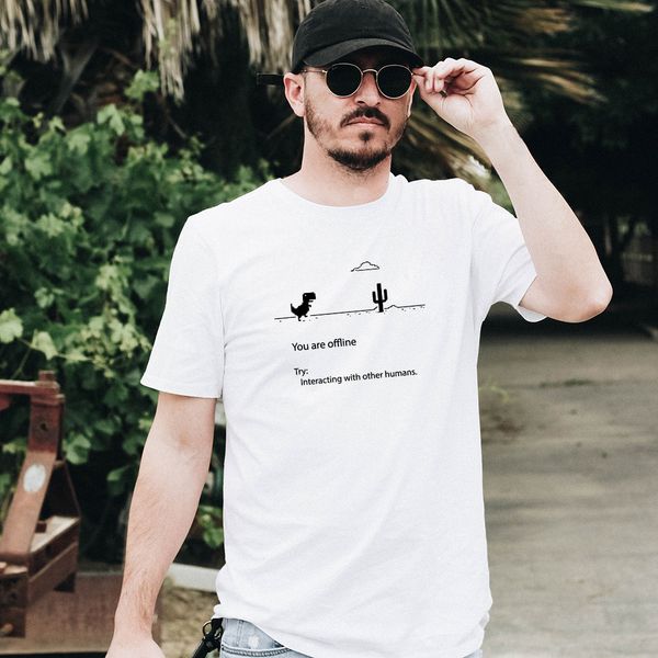 

pure men tshirt male summer loose funny t-shirt tee shirt men you are off line print t shirt graphic shirts