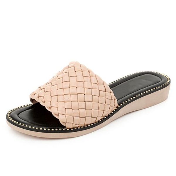 

flat silppers 2020 summer weave women sandals fashion casual open toe beach sandals fashion popular soft bottom, Black