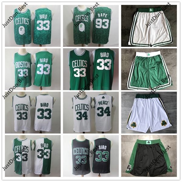 

menbostonceltics kevin 5 garnett ray 20 allen paul 34 pierce larry 33 bird rajon 9 rondo basketball jerseys stitched shorts, Black;red