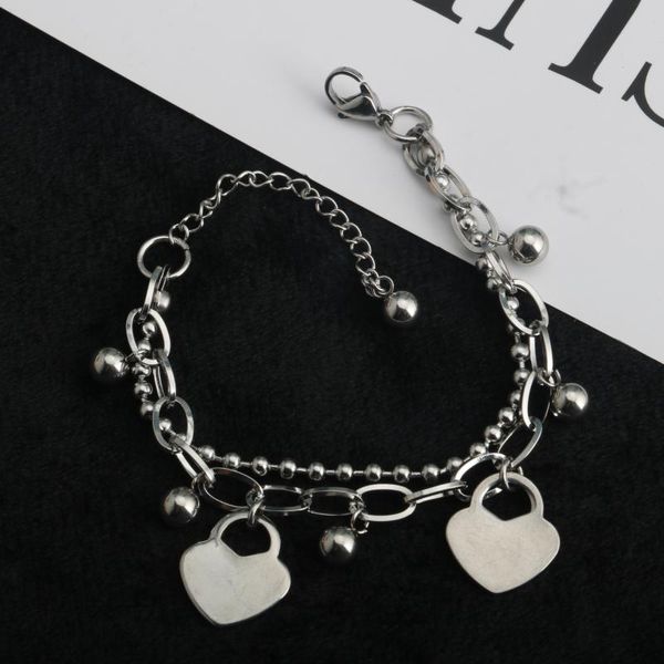 

fashion titanium steel hip-hop punk jewelry double stainless steel love wild bracelet female sale, Black