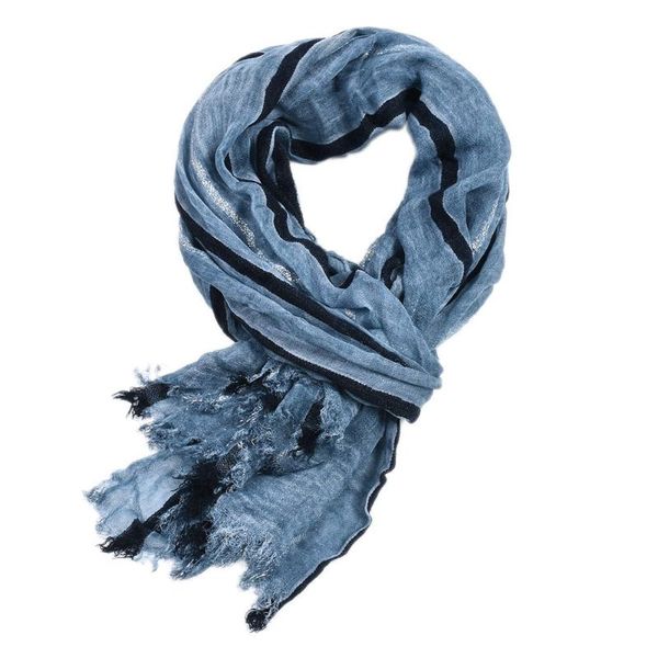 

new men's retro literary gentleman black striped scarf, Blue;gray