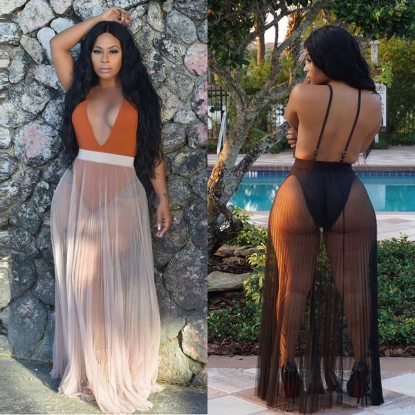 

2020 new solid bikini cover-ups beach dresses for women pleated beach skirt summer bathing suit, Blue;gray