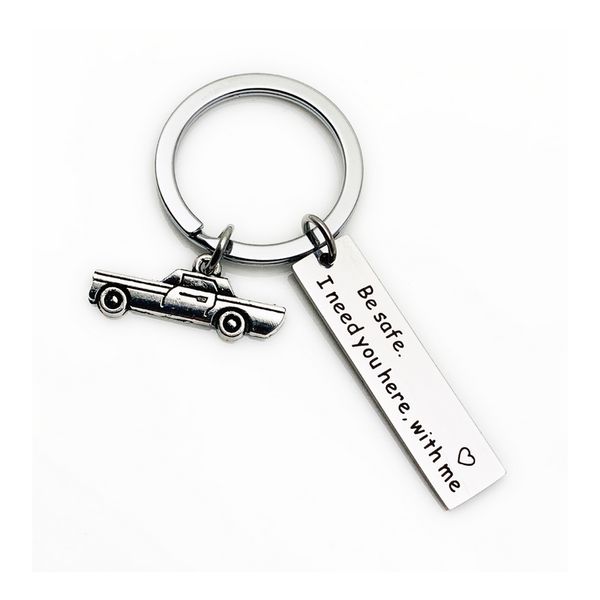 

women men letter key chain titanium steel motorbike car safe driving key ring gift for love couple fashion accessories, Silver