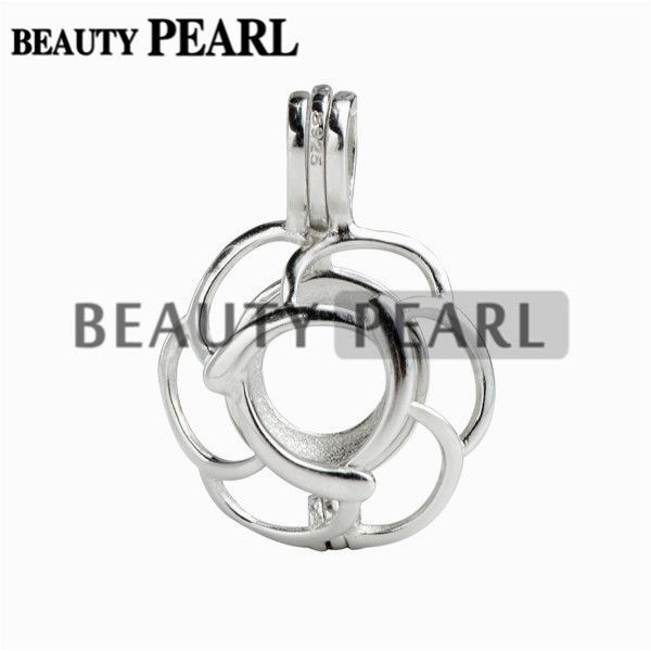 

5 pieces pick a pearl locket wish love 925 sterling silver flower cage pearl mount pendant