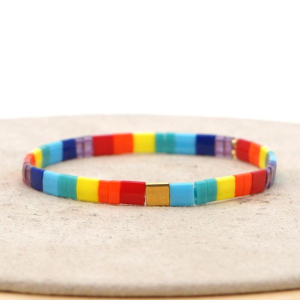 

go2boho 2020 rainbow bracelet women miyuki tila beaded stretch string bracelets bohemian summer beach girl pulsera boho jewelry, Golden;silver