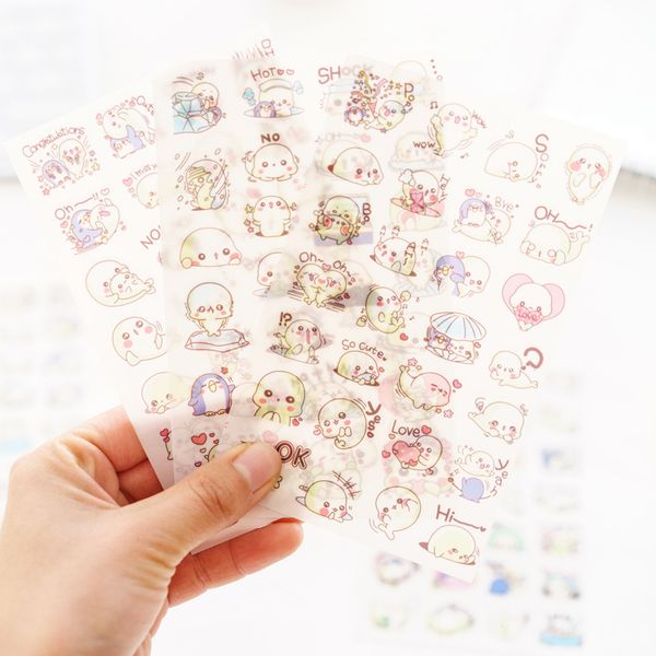 

6 pcs/pack sea lions baby decorative stickers adhesive stickers diy decoration diary stationery stickers children gift