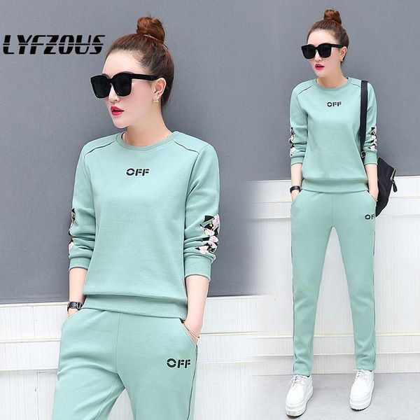 

autumn sportsuit for women 2 two piece set tracksuit flower print sweatshirts and pants 2pcs sets for woman twinset, Gray
