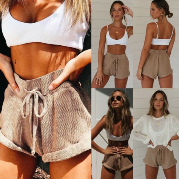 

brand designer new summer fashion latest women casual bandage loose shorts high waist folded short trousers, White;black