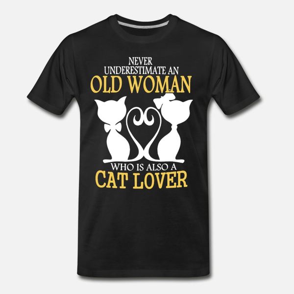 

cat lover old woman t shirt men graphic short sleeve crew neck standard graphic comfortable summer style formal shirt